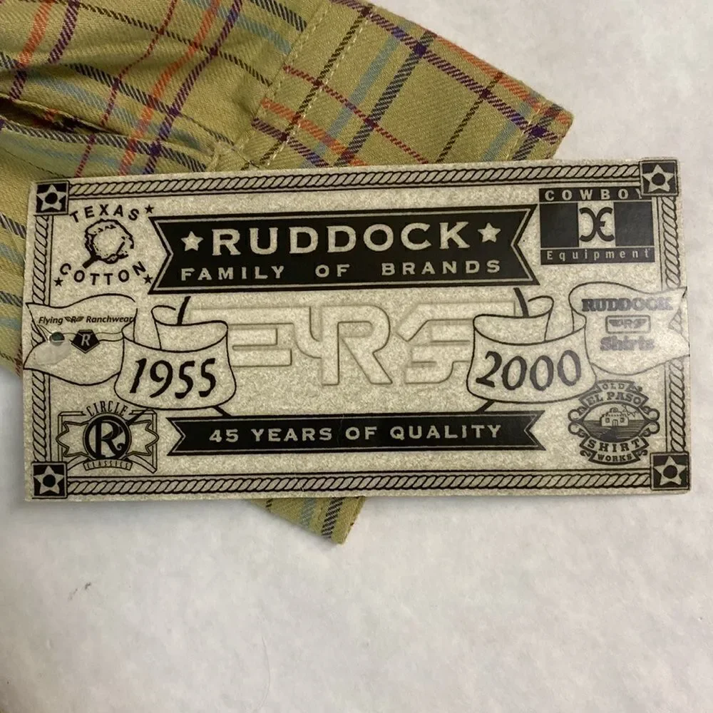 NWT Ruddock Shirts Button Down Vintage Made in USA Green Plaid Long Sleeve XXL